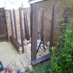 Main posts forming the framework of the shed walls